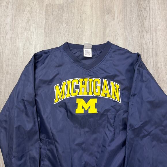 Vintage Michigan Wolverines Windbreaker Jacket Men's Large Blue Yellow y2k UofM - Picture 2 of 8
